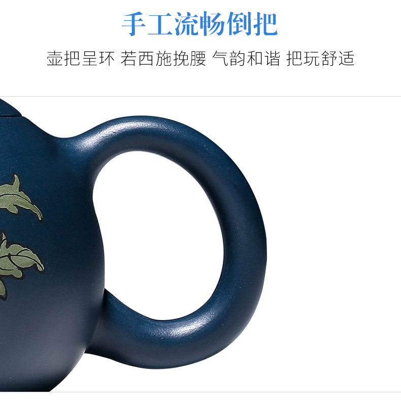 純手工紫砂壺，小巧琺瑯印花紫砂壺